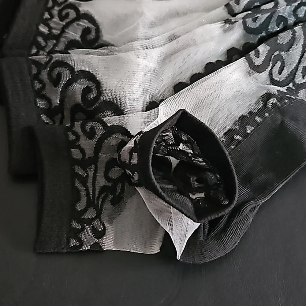 Trendy Black & White "Glass" Socks w Lace Detailing.New in pkg. Bundle of 4 - Picture 2 of 6